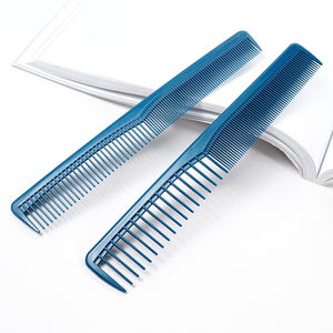 Peines de plástico desechables de doble cara con dientes anchos para barbería, color azul, al por mayor - Product Image 1