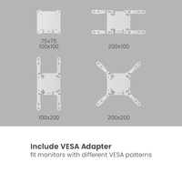 LDA92-112 24 "-57" 27kg bras de moniteur à ressort à gaz robuste support d'ordinateur mural ultra large support de support de moniteur unique pour le bureau