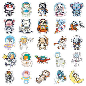 50 pièces dessin animé animaux astronaute Graffiti autocollants pour enfants créatif <span class=keywords><strong>chambre</strong></span> espace extérieur jouet autocollant mural - Product Image 4