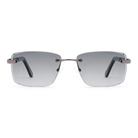 Lunettes de soleil polarisées sans monture carrées, monture en métal doré, style rétro hip-hop, lunettes de luxe