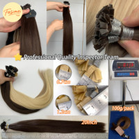 Extensions de cheveux vierges européens pré-collés pour usage professionnel en salon, pointes épaisses, fixation par fusion, Remy ondulé, pointe en K, mèche de kératine plate