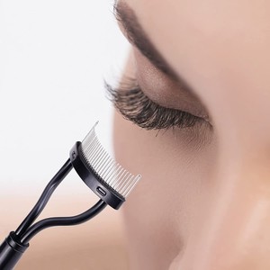Eyelash Comb U Shape Steel Needle Eyebrow <b>Brush</b> Plastic Handle Portable <b>Makeup</b> Tool For Eyelash And Eyebrow Grooming - Product Image 3