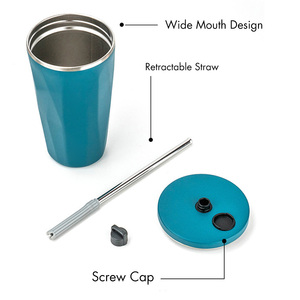 <span class=keywords><strong>Gobelet</strong></span> en acier inoxydable à double paroi de 600ml avec paille rétractable, <span class=keywords><strong>gobelet</strong></span> à thé isolé sous vide Offre Spéciale - Product Image 3