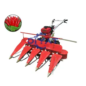 Máquina de colheita de grãos de trigo e arroz com motor diesel barato, máquina de corte e colheita de pimenta e palha de sorgo