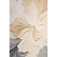Diptyque botanique minimaliste moderne, peinture à l'huile faite à la main, texture épaisse, couteau à palette, art mural 3D sur toile pour salon