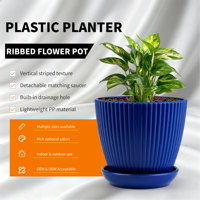 Petit pot de fleurs circulaire moderne en PP avec trous de drainage et plateau d'arrosage - Durable, capacité de 0,32 L pour la maison, le bureau, la terrasse - Idéal pour les succulentes