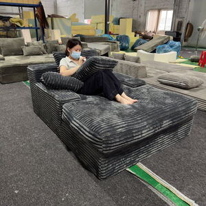 Sofa Chaise Double Ukuran Besar Mewah Modern, Kursi Sofa Kain <span class=keywords><strong>Corduroy</strong></span> Lembut untuk Ruang Tamu, Sofa Kompresi - Product Image 2
