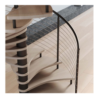 Escalier intérieur en colimaçon américain personnalisé Lampes LED de style loft de luxe Design moderne pour appartements Marches en bois en acier inoxydable