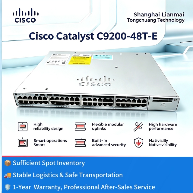 Cisco Catalyst 9200 Series 48 Port Switch 10g Uplink Fanless Branch Rack