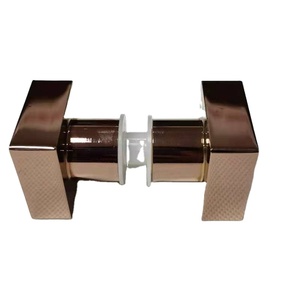 Pomos de puerta de vidrio de ducha Pomo de puerta de vidrio cuadrado de latón dorado rosa - Product Image 1