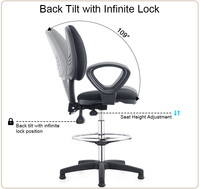 Chaise de bureau compacte ergonomique noire pivotante réglable pour le bureau à domicile et l'étude