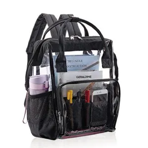Heavy Duty Custom Clear Backpack For Men Women School Bag Bookbag PVC Transparent Backpacks For Boys Girls