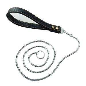 สายจูงสุนัขสแตนเลสพร้อมหัวเข็มขัดหมุนได้ สายโซ่ P-Chain ป้องกันการกระชาก สำหรับฝึกและแข่งขัน - Product Image 4