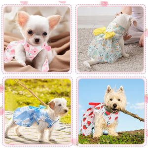 5PCS 도매 애완 동물 개 옷 테디 냉각 럭셔리 과일 꽃 애완 동물 고양이 개 여름 원피스 옷 작은 개 - Product Image 4