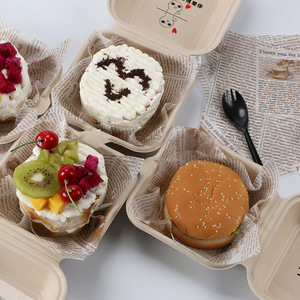 Caixa de Papel de Bagasse 100% Compostável 6x6 Polegadas para Embalagem de Hambúrguer, Branca, Natural, Livre de BPA, Segura para Micro-ondas e Congelador - Product Image 4