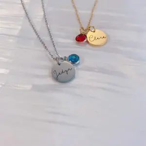 Personalized Birthstone Necklace For Women Gift Jewelry For Mother Handmade Engraved Name Necklaces