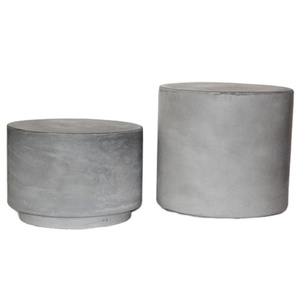 <span class=keywords><strong>Tavolino</strong></span> da Caffè Rotondo in Fibra di Argilla Contemporaneo Fatto a Mano in Grigio Cemento/Nero Carbone/Marrone per Uso Domestico e Soggiorno - Product Image 1