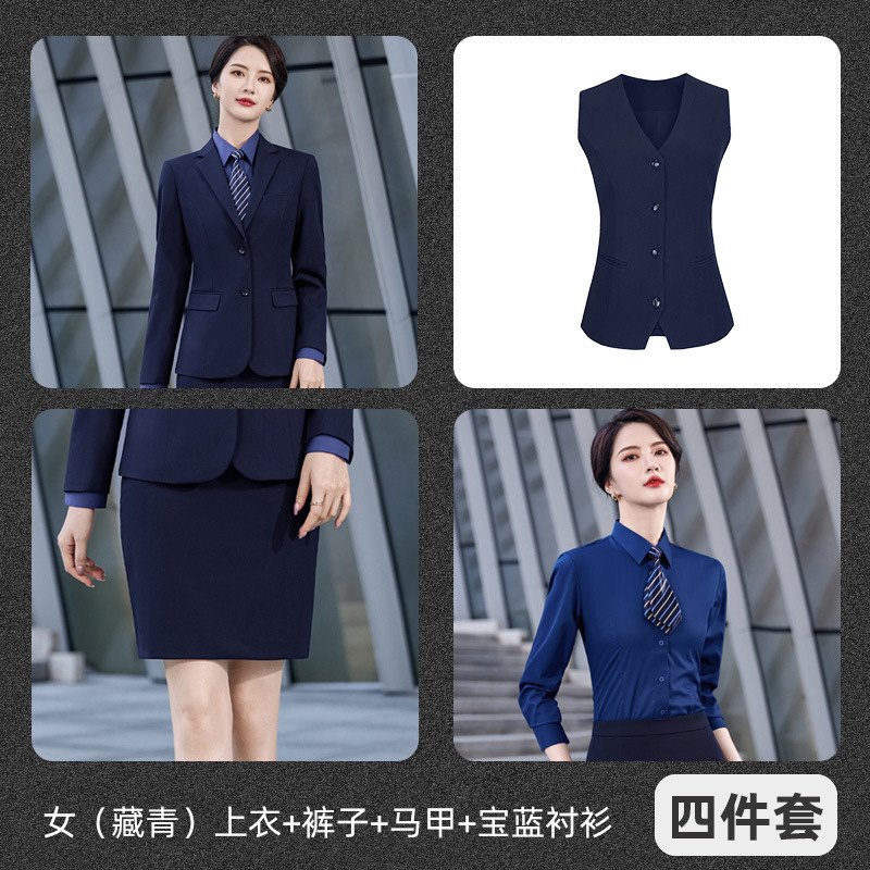 Women's (navy blue) top, pants, vest, royal blue shirt