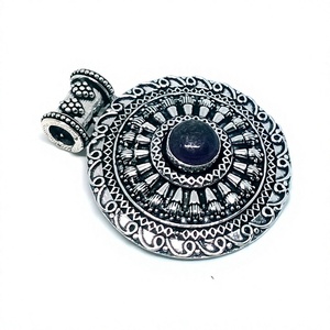 <b>Pendant</b> Silver Plated Brass Designer with <b>Amethyst</b> <b>Pendant</b> Traditional Export Designer Jewelry <b>Pendants</b> - Product Image 2