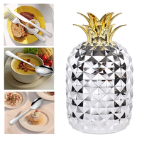 Ensemble de 24 couverts de luxe en acier inoxydable poli miroir avec support ananas en ABS pour cadeau de mariage et repas