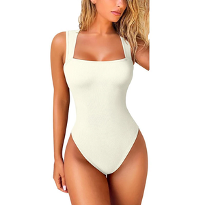 <b>Bodysuit</b> for Women Tummy Control Shapewear Seamless Sculpting Thong Body Shaper Tank Top Tank Wide Shoulder Straps - Product Image 3