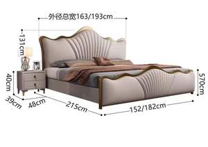 2025 नए डिजाइन इतालवी लाइट लक्जरी रानी आकार चमड़े के बिस्तर आधुनिक नरम बैग बिस्तर बेडरूम फर्नीचर नरम बिस्तर - Product Image 4