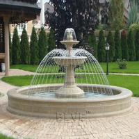 BLVE personnalisé décoration extérieure sculpté à la main Style moderne pierre naturelle marbre bol fontaine d'eau