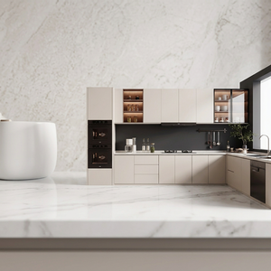 Mobili da <span class=keywords><strong>Cucina</strong></span> Modulari Stile Mid-Century in Legno Massello Noce Caldo con Chiusura Ammortizzata Senza Telaio <span class=keywords><strong>Dimensioni</strong></span> Personalizzabili - Product Image 2