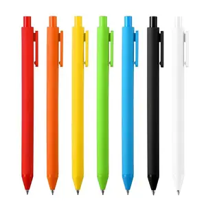 WG35 pena ramping klik plastik kustom promosi dengan klip plastik dengan pena pulpen tulis Logo cetak berukir