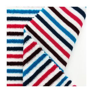 2023 Offres Spéciales rayé coloré tricoté 80% coton 20% Polyester serviette <span class=keywords><strong>français</strong></span> éponge tissu pour bikini serviette de bain peignoir - Product Image 6