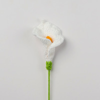 Bunga Calla Lily Rajutan Tangan dari Benang, Bunga Calla Lily Buatan, Batang Bunga, Dekorasi Meja Rumah, Hadiah, Tersedia