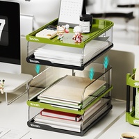Organizador de Archivos de Escritorio de Plástico Marca Cx Modelo 1010, Caja de Almacenamiento Transparente de Múltiples Niveles para Documentos