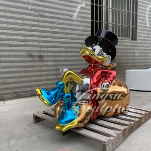 Hot Bán Pop Nghệ Thuật Nội Thất Trong Nhà Trang Trí Động Vật Thiết Kế Cuộc Sống Kích Thước Mạ Điện Sợi Thủy Tinh Tiền Túi Vịt Điêu Khắc - Product Image 3