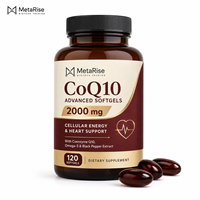 Capsules de CoQ10 en gélules molles, marque privée OEM, coenzyme Q10, antioxydant, soutien au bien-être, complément alimentaire, 120 unités, naturel