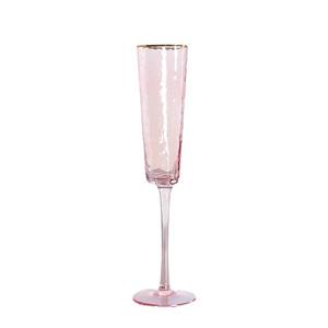 Ensemble de verres à vin à bord doré martelé, flûtes à <span class=keywords><strong>champagne</strong></span> en cristal rose <span class=keywords><strong>et</strong></span> gris fumé, gobelets en verre texturé de luxe pour mariage <span class=keywords><strong>et</strong></span> réceptions - Product Image 5