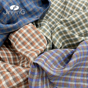Tissu en lin OEKO-TEX à motif à carreaux en lin français, teint en fil, toucher doux, lin pur européen 100% lavé pour chemise - Product Image 5
