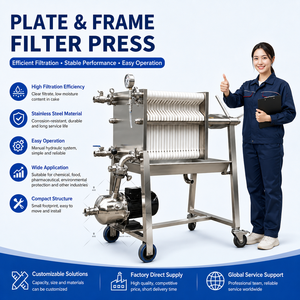 Prensa de filtro de placas y marcos hidráulica automática Ace, nueva, controlada por PLC, de acero inoxidable para filtración de cerveza/vino/sirope de azúcar - Product Image 1