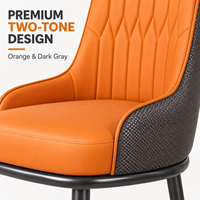 Fauteuil de salle à manger design orange avec dossier haut, assise rembourrée, finition tressée bicolore et structure en X pour hôtel, restaurant, café