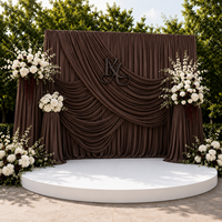 Rideaux de fond de scène de mariage en soie laiteuse champagne, draperies de luxe ondulées pour la décoration de scène de mariage et d'événements