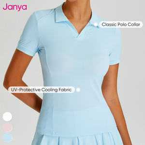Janya nueva camiseta Polo Golf tenis falda Conjunto 2 piezas protección solar Fitness gimnasio Yoga conjuntos al por mayor Pickleball desgaste traje para mujeres - Product Image 4