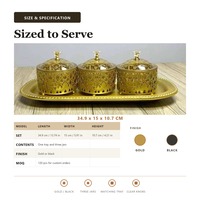 Ensemble de trois boîtes de rangement en fer pour bonbons et collations du Ramadan, décoration de luxe légère pour la table à manger