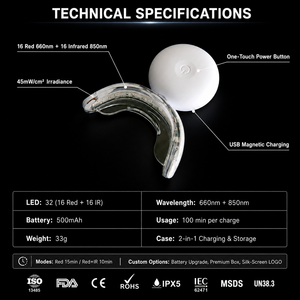 Dispositivo Portatile per Terapia Dentale a Luce Rossa 660NM 850NM - Sollievo dalla Sensibilità dei Denti - Luce a Doppia Lunghezza d'Onda con 2 Modalità (<span class=keywords><strong>10</strong></span>/15 Min) - Product Image 2