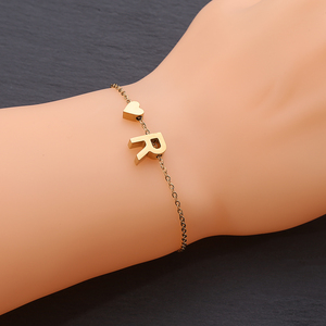 สร้อยข้อมือ สร้อยข้อเท้า สร้อยคอ ตัวอักษร A-Z 26 ตัวอักษร ดีไซน์เนอร์ ชุบทอง 18K สแตนเลสแท้ ขายส่ง สำหรับผู้หญิง - Product Image 6