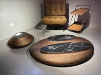 Table centrale d'œuf ovale simple et moderne pour la maison Table basse de villa au design unique décorative avec dessus en bois et marbre
