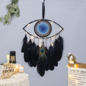 CELION Handmade Black Feather Blue Eye <span class=keywords><strong>Dreamcatcher</strong></span> Wall Good Luck Charm Evil Eye Dream Catcher per la decorazione della parete casa - Product Image 5