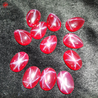 Cabochon ovale de haute qualité Redleaf, rubis étoilé synthétique et saphir étoilé bleu, pierre transparente de couleur rouge, corindon synthétique