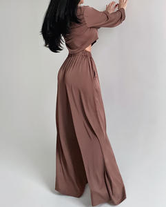 Vêtements de nuit d'été décontractés-Top à <span class=keywords><strong>manches</strong></span> <span class=keywords><strong>longues</strong></span> blanc-Pantalons amples pour femmes-Pyjamas à plumes pour femmes-Ensemble 2 pièces - Product Image 6