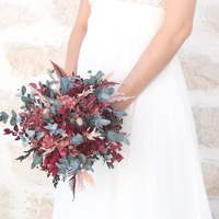 Bouquet d'hortensias et d'eucalyptus préservés pour la décoration intérieure, plantes florales de mariage, rose brumeux magenta, arrangement bohème pour mariage