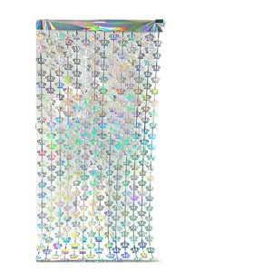 Rideau de porte à thème tropical avec fleurs d'hibiscus laser et motif en ficelle plastique pour fête d'anniversaire et mur de fond de scène de danse - Product Image 5
