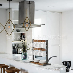 Estante de almacenamiento de madera de dos caras de doble capa para cocina, Bar, tazas de café y tazas para sala de estar, muebles de cocina - Product Image 1